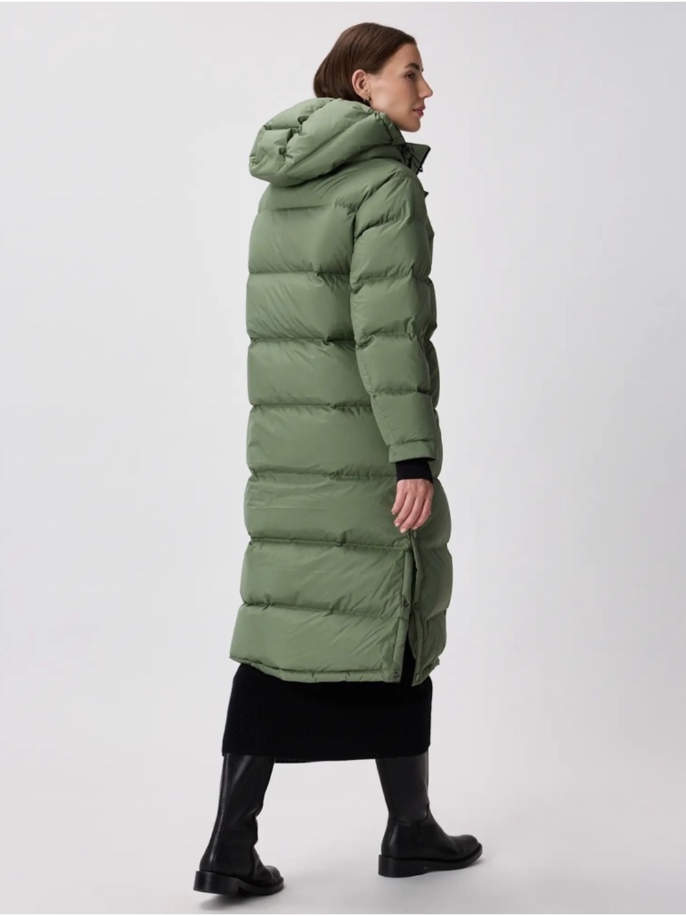 Quince Responsible Down Long Puffer Jacket Sea Spray Green Size Small - Picture 3 of 15